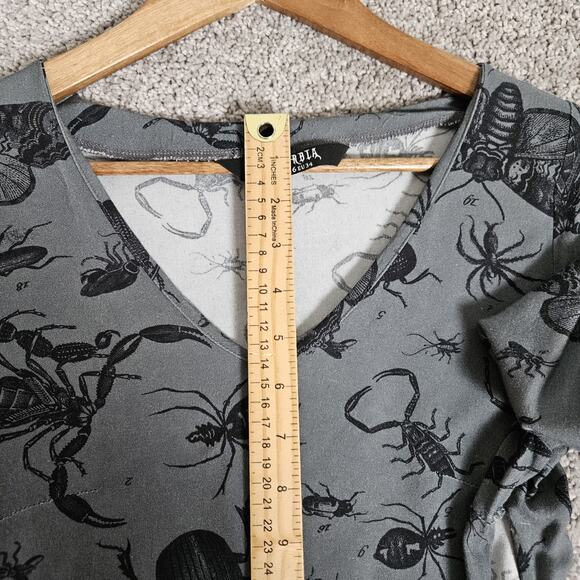 Disturbia Dress Womens 2 Gray Parasite Smock Mini Insects AOP Goth Feminine - Picture 4 of 16